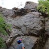 The belay looking up at Buckets of Rain, Canal Zone.