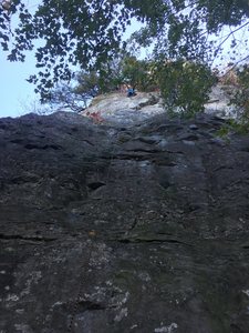Danielle climbing My Wife's Pajamas. The rock was freezing yesterday on October 18th.