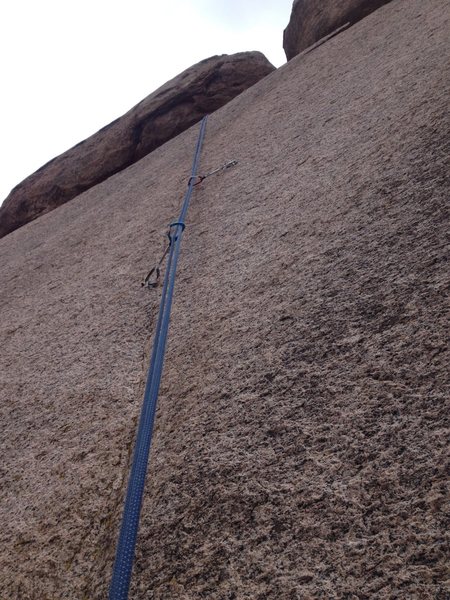 The crux area and the last two bolts.