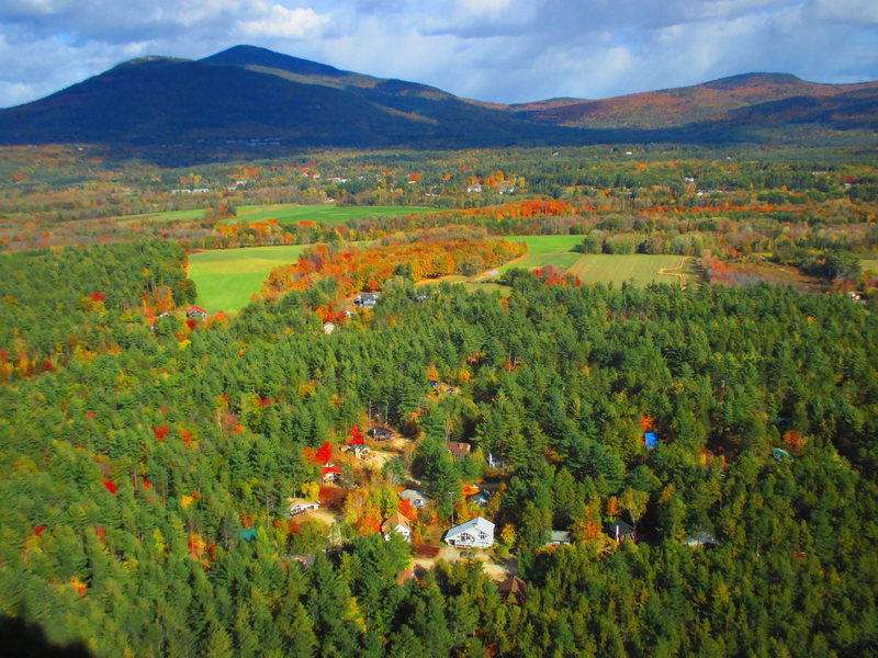 Fall Color in the Conway area as seen from Mid-route on Cathedral Ledge in October.  Nice fall destination if you don't mind the risk of cold weather.  