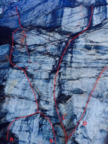 Was curious of what the consensus was on these mixed/dry-tool routes at Moffatt. This is the climber's leftmost wall.