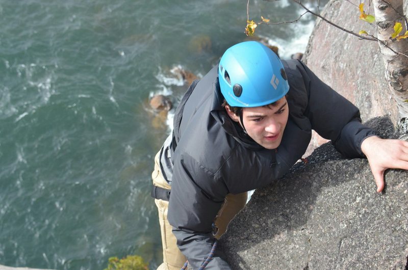 Nick Crain-flor finishing his ascent on the top crack of Dance