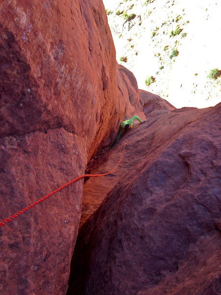 The final off-width section and best part of the route!