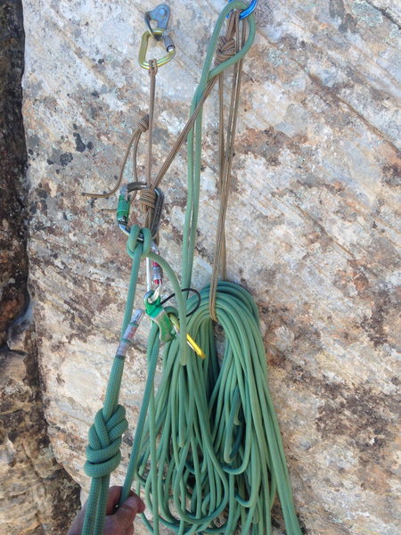 A classy belay set up for the sling craft nerds out there. Pretty much every anchor is bolted except for the very top. Makes for very efficient climbing.