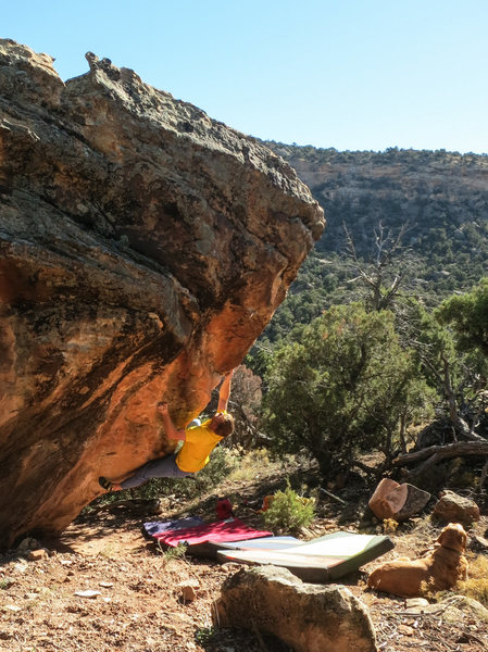 Falling in to the first crux on Bring Your Beards.