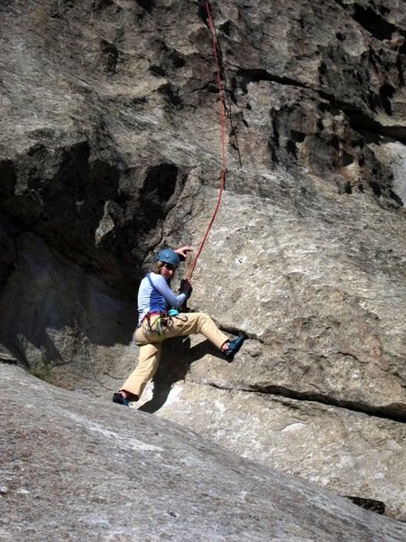 Second slab to final steep featured face on la Cruz de la Norte