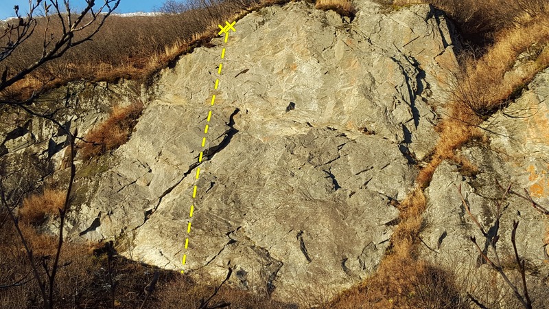 This is one of the harder routes at the upper wall with crux moves on the face of the huge flake.