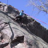 Climber at the crux of Blade Runner.