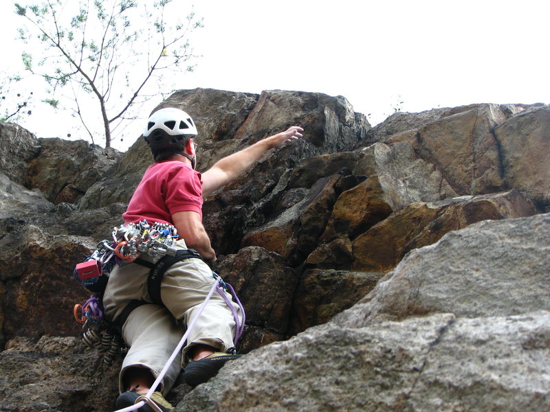 Robert on the second overhang on P2