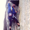 Grant Walker at the crux section of Fatal Flake back in '89