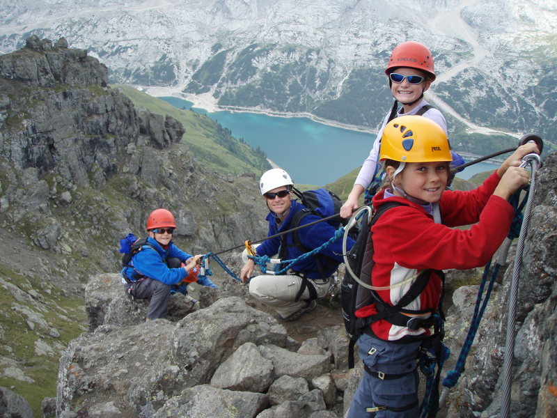 Our group. Lago Fedaia and Marmolada in the background