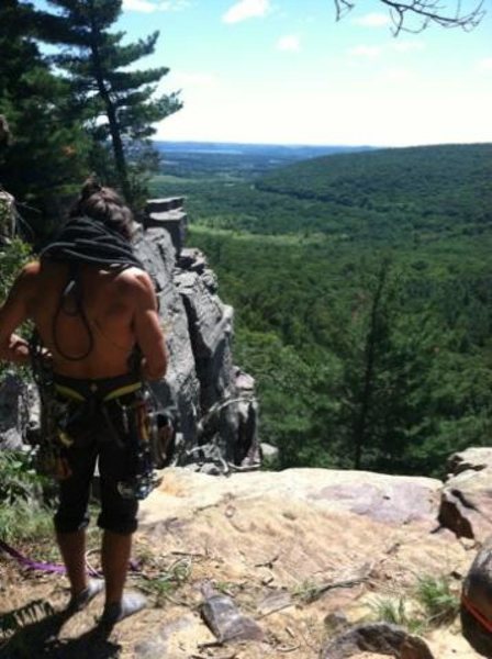 Finishing a day of climbing at Devils Lake