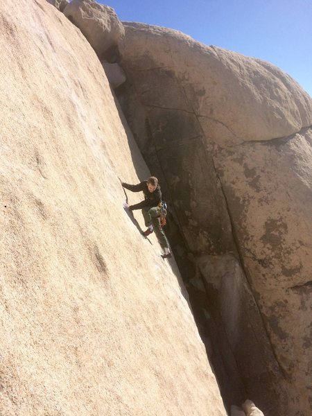 Quinn Miller on the fun slab section at the top of The Flake.