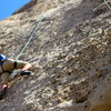 My Noob Cousin trying out climbing on a top rope. Working his way up the cobbles. 