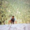 Last pitch of Ten Karat Gold (5.10a R), Suicide Rock
<br>

<br>
(June 1992)