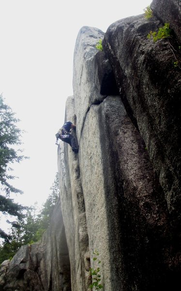 Right at the crux, this climb wants to spit you out.