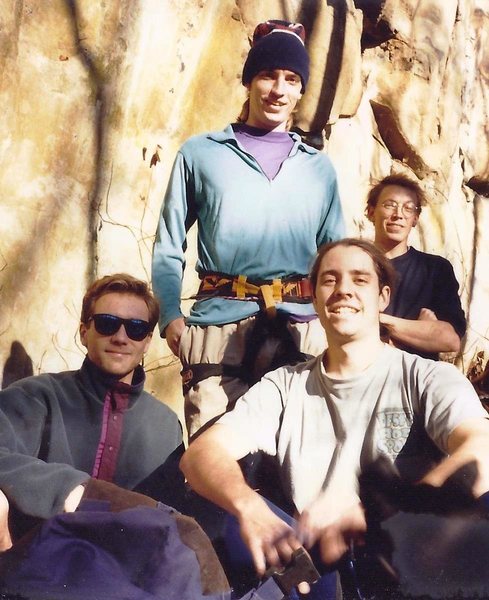 Bozoo Crag Crew at Savory area circa 1995<br>
Paul DeLapp, Paul Sullivan, Jacques, John