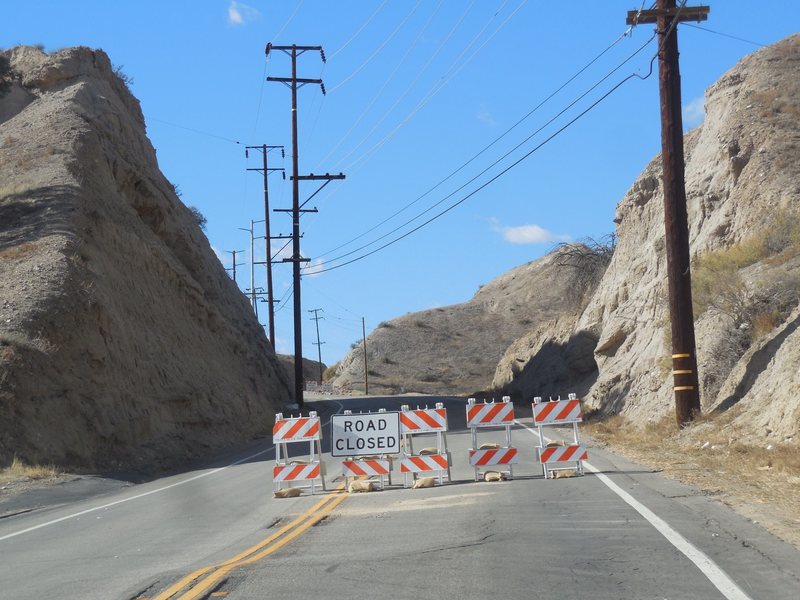 Vasquez Canyon Road closed due to a landslide in November 2015.