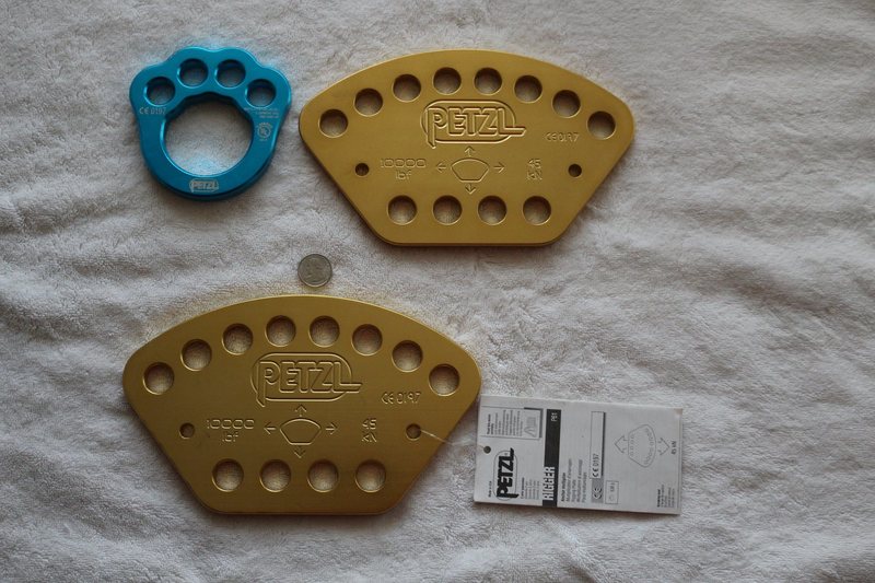 Petzl Paw Rigging Plate Large $25 <br> Petzl Paw Rigging Plate Medium $15  <br>