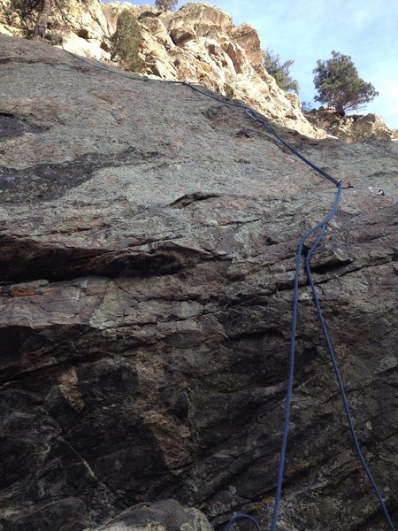 The route with a rope on it.