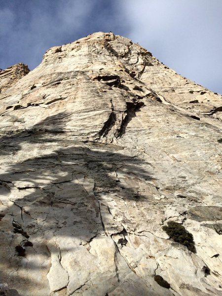 Looking up at the route from the base.