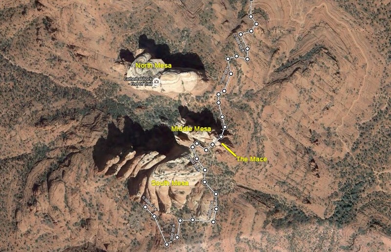 map. best approach option drawn on with approximate distances from parking area. 