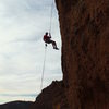 Kevin on the last section of the rappel.