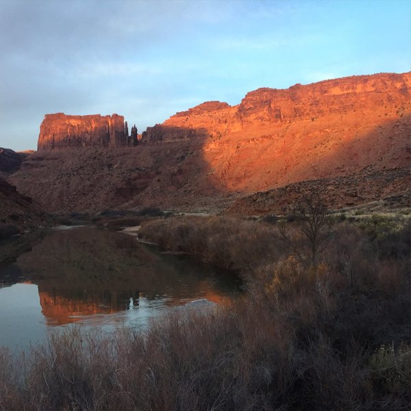 Lighthouse reflection with Big Bend Butte to the left. 