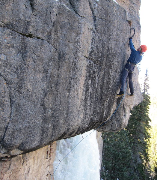 Ryan Bogus on the first ascent of Fir Hang in 2015.