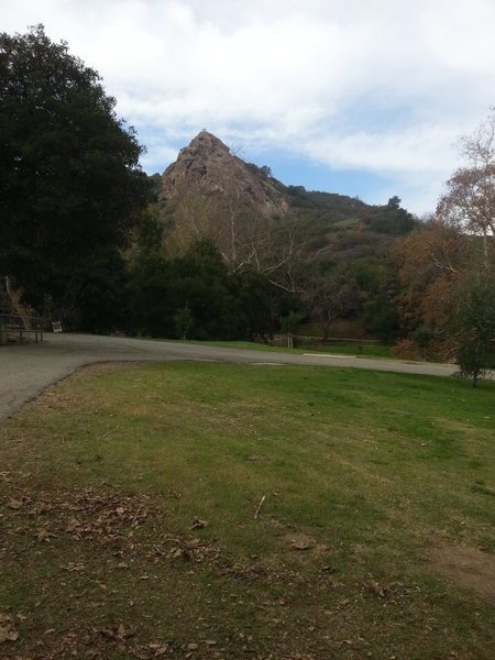 View of the rock from the old zoo. This is an alternate approach.  Check out the old cement cages, could be some interesting buildering