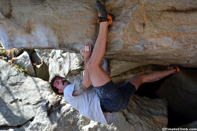 Dylan bouldering on Buddha in the Gunks