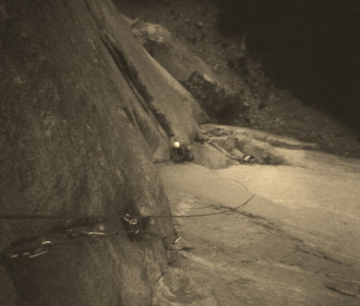 Lower pitches of Dihedral Wall, El Cap, 1972