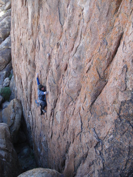 F.A. "Tenacious D" 5.10d ***
<br>
Gunga din area
<br>
Feb. 23rd   2015