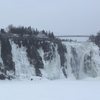 broader view of climbing areas to the left of the falls; left, center, right