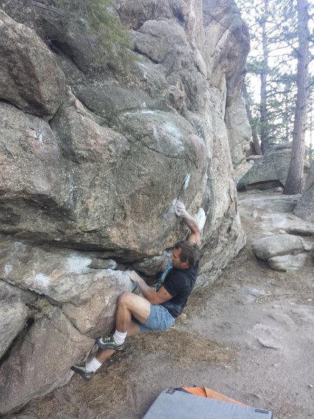 Setting up to pull into the crux. 