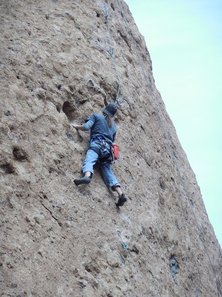 Nearing the crux on the Booty Route.