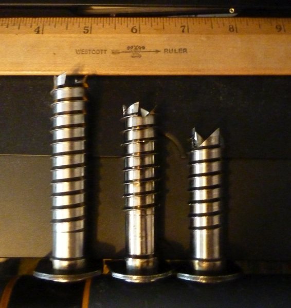 L to R: 10 cm screw, 8 cm, 6 cm