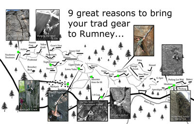 Just a selection of the sweet trad routes at Rumney. Of course sport climbing will always be king here, But on a busy day or if you are looking to witch things up... Here are a few ideas that are well worth the extra weight in the pack.