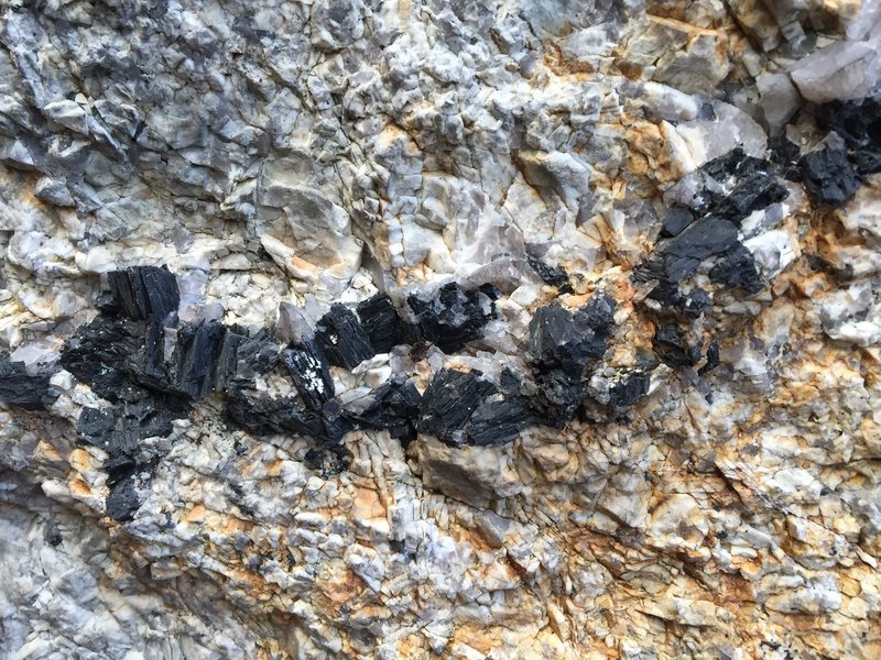 One of the veins of quartz and tourmaline (?) crystals on the Mineral Boulder. 