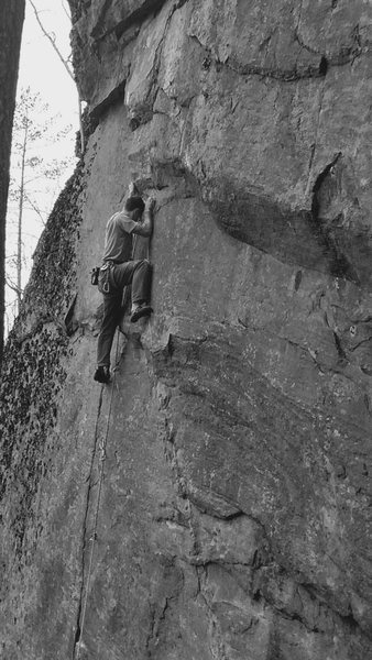 One from yesterday, I made it to here before I found the wet holds... Such a fun and interesting climb... I'll be back soon <br>
Photo: Jeremy Abbott 