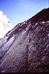 Continuing up the corner system..now roped