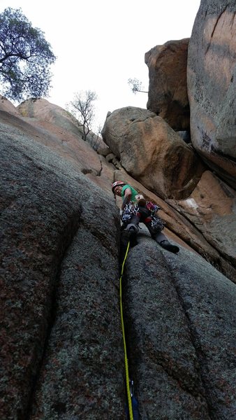 Michael Pang on the first ascent of Zen Plum, a friendly hand crack.