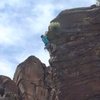 Climbing at Rainbow Canyon, NV.