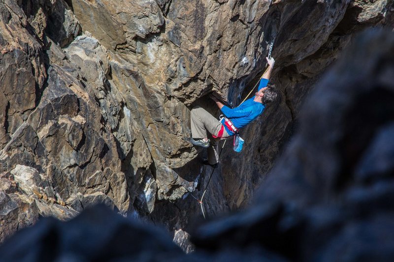 Steve Cox on Lethal Weapon at New Jack City. (5.12c/d)