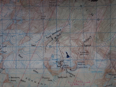 Map 1 of 3 (Northern Adamants) Maps 1,2 &3 paste together, with some overlap, to cover from Fairy Meadow Cabin to Mt Sir Sandford
