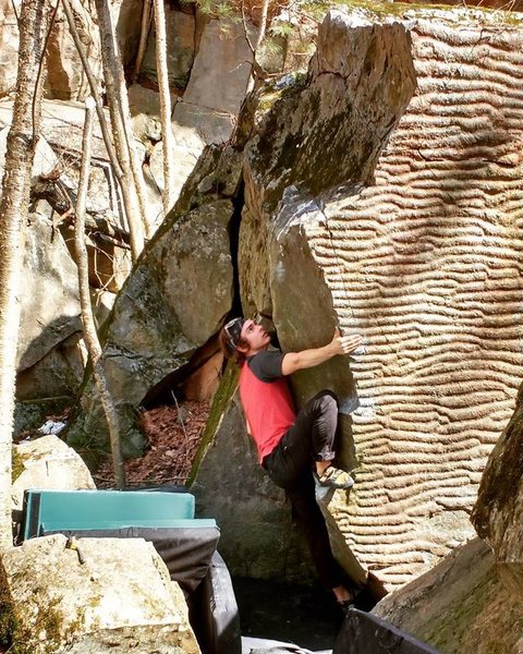 Anthony on his second send, photo credit to Jack Champeau