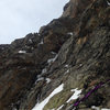 This was our second pitch. You can make out where my belay was from how the picture is taken. I believe we started on the gully system to the right of where ETD truly starts. Steve (climbing in photo) had to an easy traverse to climbers left to get in to ETD's 2nd or maybe 3rd pitch.