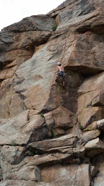 Just past the crux moves.