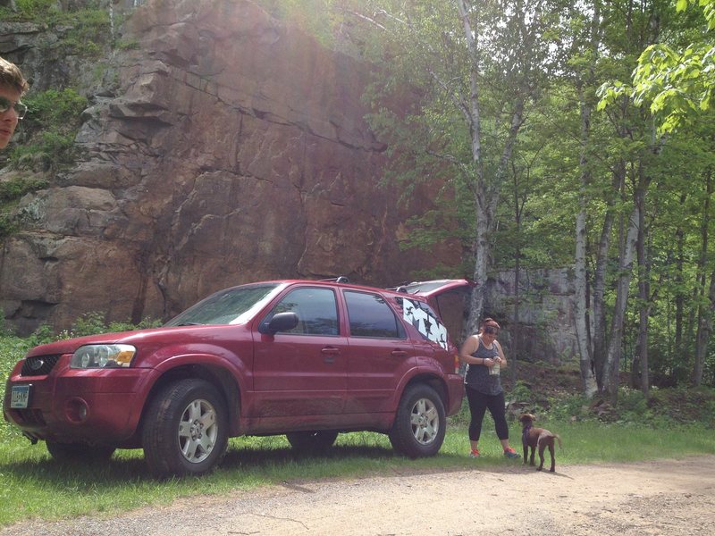 Compromises can be seen right behind our parked car.  You can pretty much belay right from the tailgate if you wanted to.