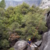 The giant ledge that you have as a belay station for all of the Penthouse Cracks.